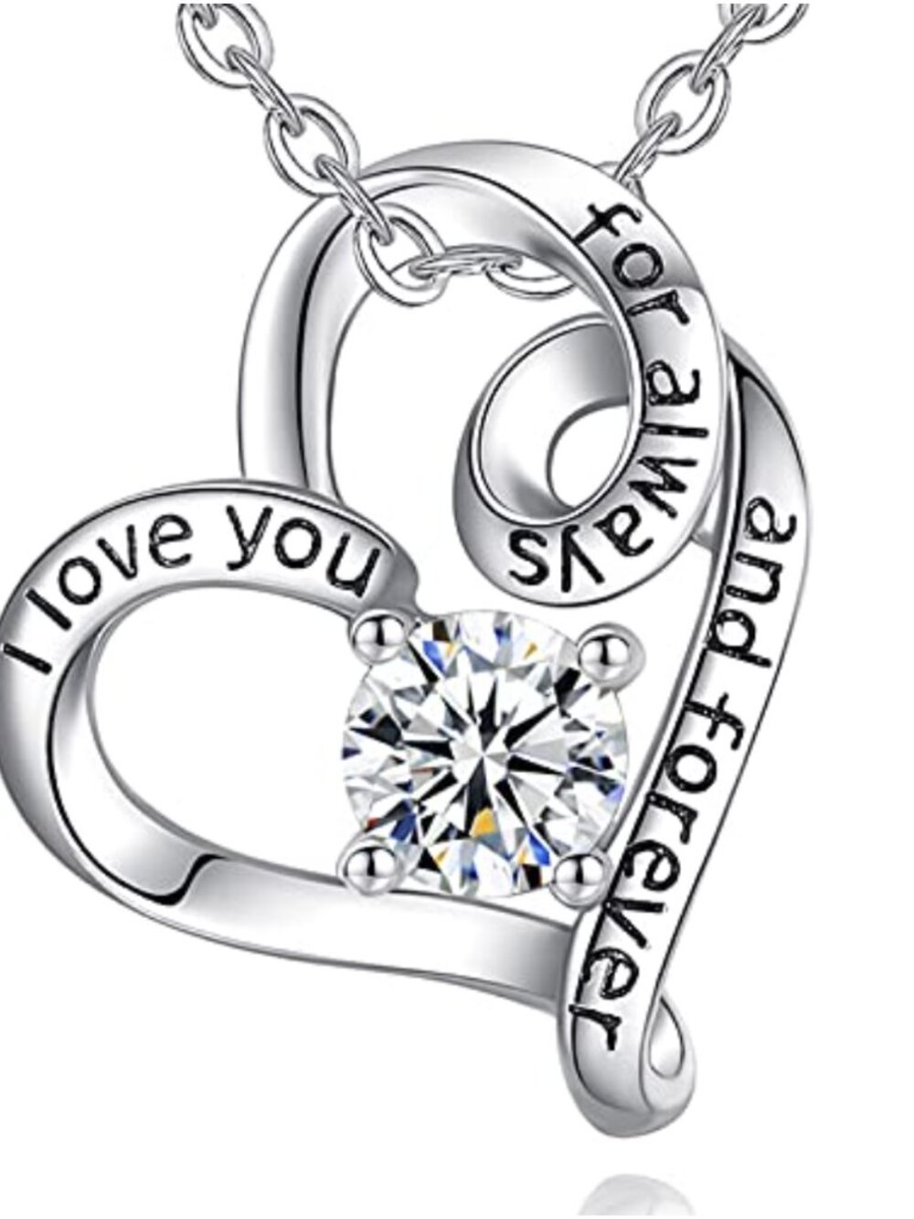 S925 Sterling Silver Heart Pendant Necklace 18" Rolo Chain